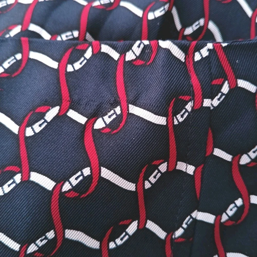 Talbots Women Pure Silk A Line Skirt 14W 1X Blue Red Chain Print Preppy Nautical